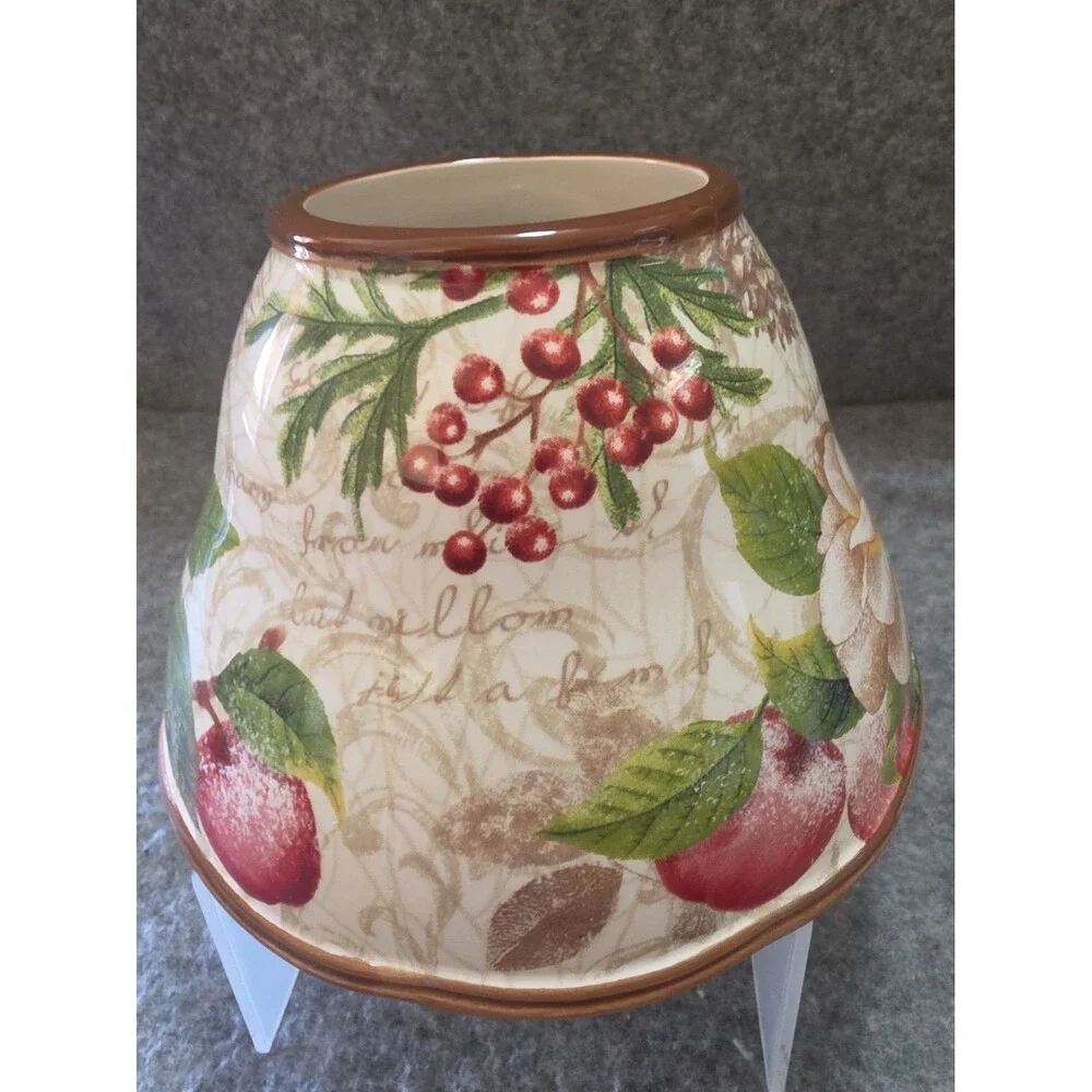 YANKEE CANDLE Large Shade Topper Magnolia Apples Christmas Country Cottage 2012